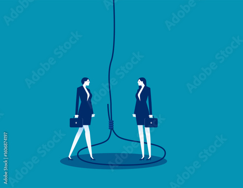 Trap. Business person with partner are trapped