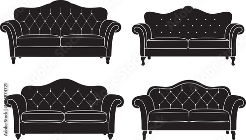 Four elegant tufted chesterfield sofa silhouettes
