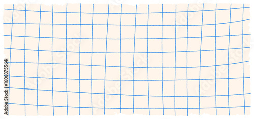 Fun hand-drawn vector grid paper. Playful creamy sheet with uneven blue lines. Whimsical and quirky design for creative projects.