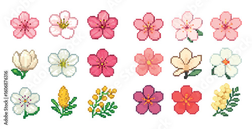 Pixel Flower Grid