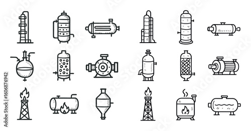 Oil Refining Icons