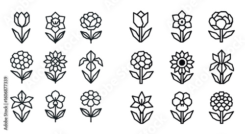 3D Low-Poly Flower Icons