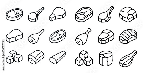 3D Meat Icon Set