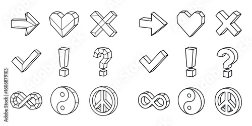 3D Low-Poly Icon Grid