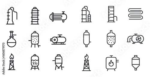 Minimal Oil Refinery Icons