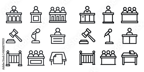 Courtroom Icon Set