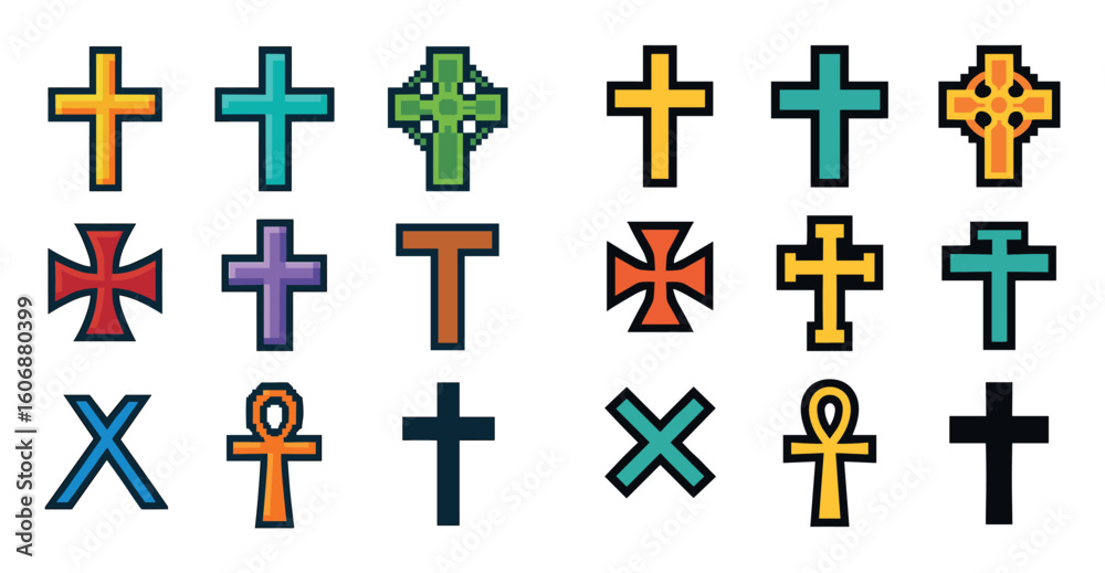 Obraz premium Pixel Cross Icons