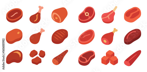 Colorful Meat Icons