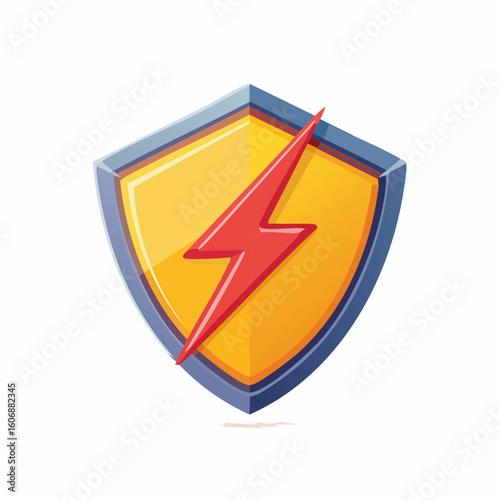 Shield of Protection: A stylized depiction of a protective shield, emblazoned with a striking lightning bolt, symbolizes resilience and security in a clean design. 