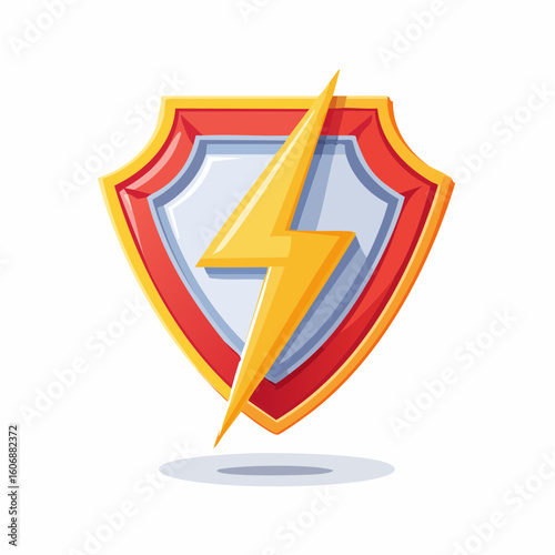 Shield of Power: An illustrated emblem of a shield bearing a vibrant golden lightning bolt, symbolizing strength, security, and protection in a modern and stylized design. Free Download Shield of Power: An illustrated emblem of a shield bearing a vibrant golden lightning bolt, symbolizing strength, security, and protection in a modern and stylized design. - GFXLoad