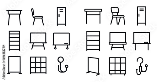 Minimalist School Furniture Icons