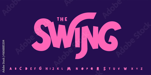Funky swing font, bouncy cartoon letters, curly festive alphabet, playful summer typeface, fun kids branding typography, creative typographic design. Vector typeset.