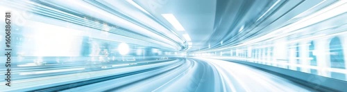 Car driving on an open abstract highway under a blue sky