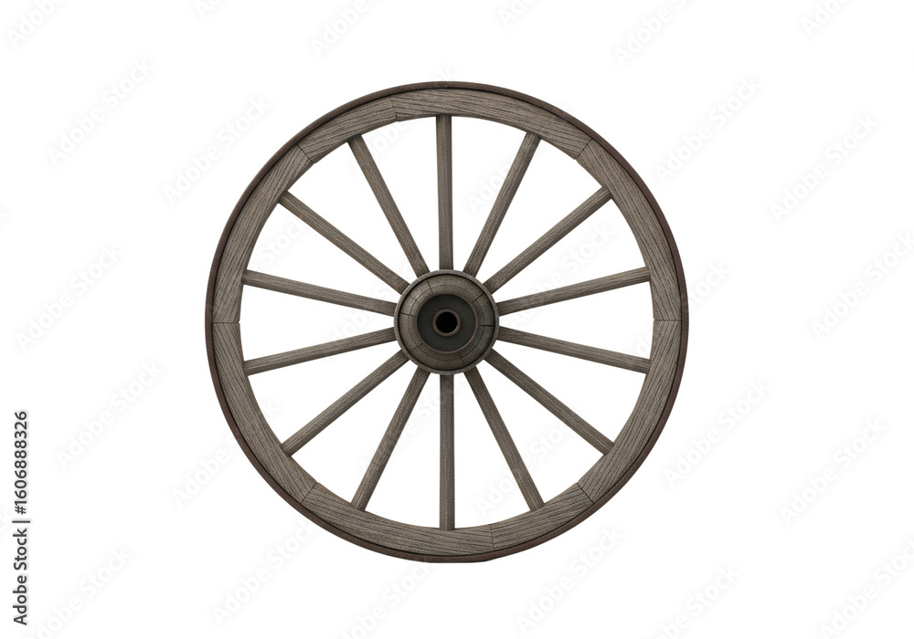 Fototapeta premium old wheel isolated on white background