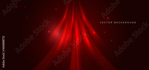 Futuristic technology hi tech circles red lines on dark red background.