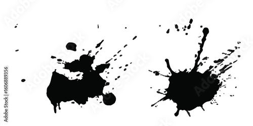 Abstract Black and White Ink Splats Creating a Grunge Effect. Transparent PNG available detailed ink splats Hyperrealistic Highly Detailed Isolated On Transparent Background	