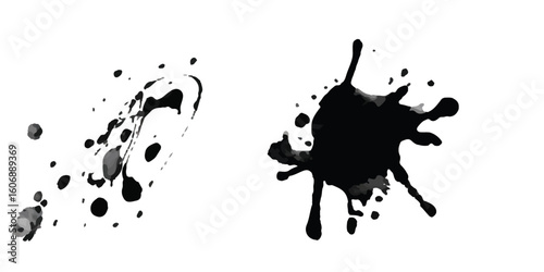 Abstract Black and White Ink Splats Creating a Grunge Effect. Transparent PNG available detailed ink splats Hyperrealistic Highly Detailed Isolated On Transparent Background	