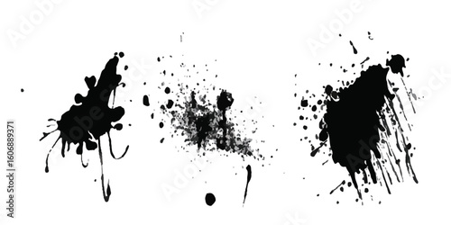 Abstract Black and White Ink Splats Creating a Grunge Effect. Transparent PNG available detailed ink splats Hyperrealistic Highly Detailed Isolated On Transparent Background	