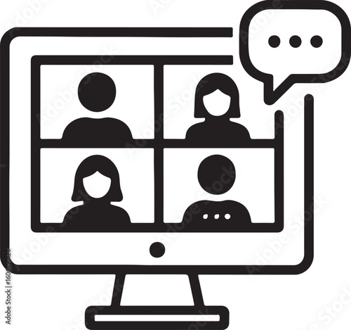 Virtual Meeting Illustration Displaying Teamwork and Communication A Modern Representation of Remote Collaboration and Connection in a Digital Age