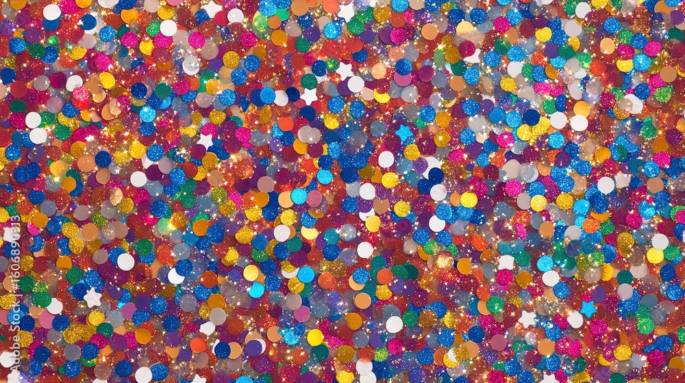 Colorful rainbow glitter background with white stars