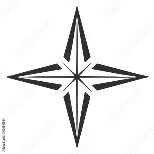 Abstract geometric starburst emblem with sharp points and radial symmetry on a white background