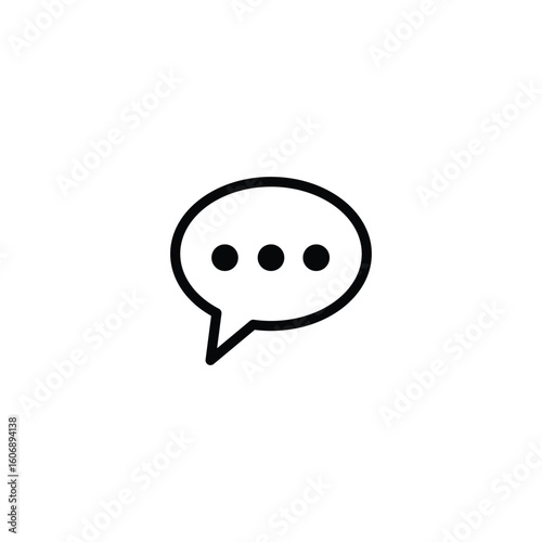 black Comment stroke icon vector. eps10 Speech bubble outline symbol. Conversation line sign illustration in trendy flat design
