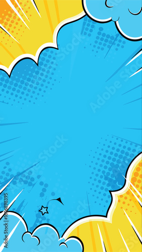 Explosive Artistic Frame: An illustration featuring a dynamic explosion effect, vibrant with vivid colors and dramatic lines, perfect for adding impact to any project.