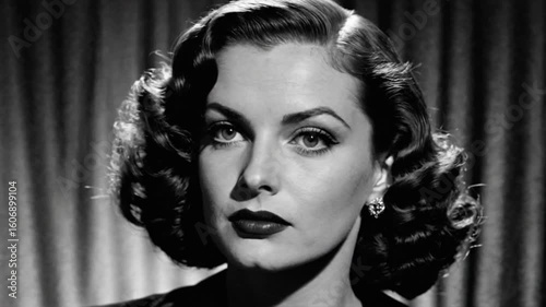 Classic Beauty Shines in Monochrome Elegance During a Captivating Moment of Vintage Glamor Generative AI