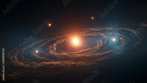 Celestial Symphony: A breathtaking view of the cosmos showcases a vibrant galaxy illuminated by radiant stars and celestial phenomena.