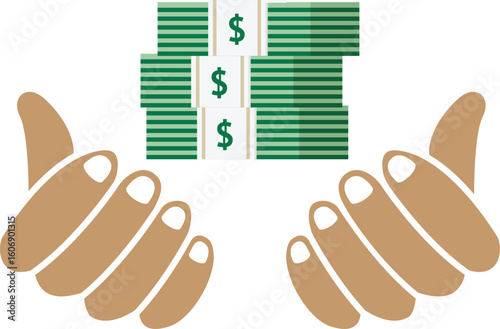 Dollar Icon Cash Coins Money Management Financial Growth Concept Design Vector Illustration