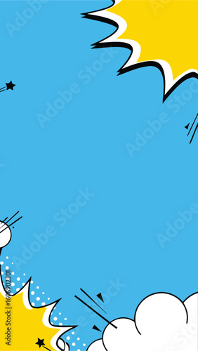 Comic Pop Art Frame: A vibrant pop art-style frame with a speech bubble design, filled with explosive energy and bold colors.