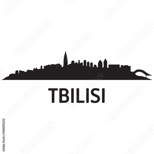 Tbilisi skyline horizontal banner. Tbilisi, Georgia. Vector template for your design. Vector black silhouette. with white background