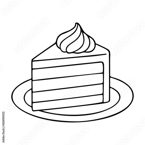 piece of cake outline icon line art, black and white doodle style. Ideal for logo, tattoo, app, coloring book, web design, infographics, banner, poster, and more. Vector illustration