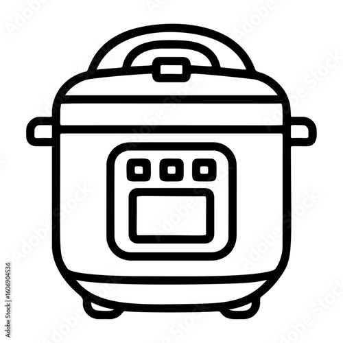multicooker outline icon line art, black and white doodle style. Ideal for logo, tattoo, app, coloring book, web design, infographics, banner, poster, and more. Vector illustration