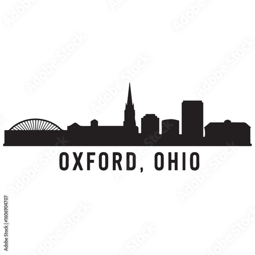 Oxford, Ohio skyline horizontal banner. Oxford, Ohio. Vector template for your design. Vector black silhouette. with white background