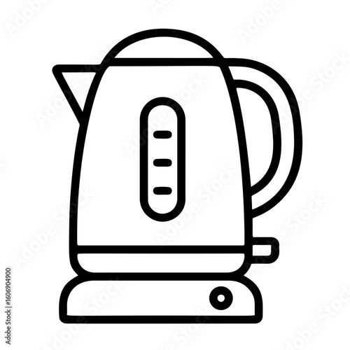 electric kettle black and white icon clean line art, doodle style. Ideal for logo, tattoo, app, coloring book, web design, infographics, banner, poster, and more. Vector illustration