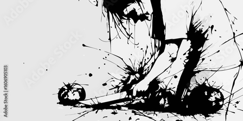 Figure in black and white ink style, expressing sorrow, with copy space