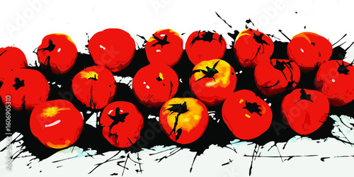 Red tomatoes still life painting, for food blogs and websites