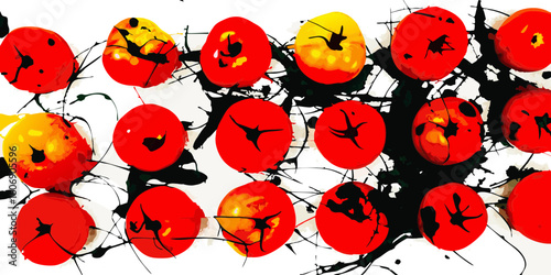Red and yellow tomatoes artistic painting, for food blogs