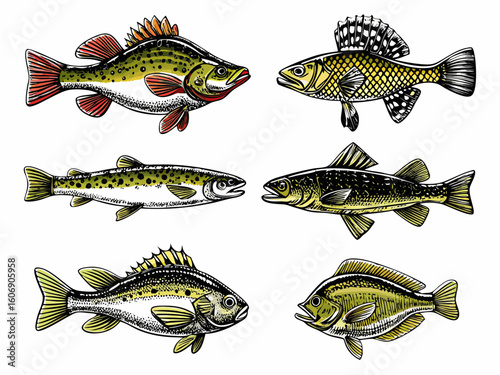 set of various fish