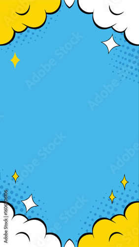 Pop Art Frame: An eye-catching pop art frame, bursting with vibrant colors and dynamic patterns. The image is a perfect backdrop for injecting a dose of excitement into your creative projects.