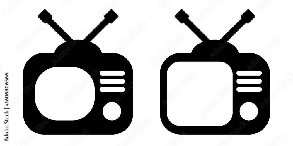 Fototapeta premium Retro TV icons. Vector clipart isolated on white background.