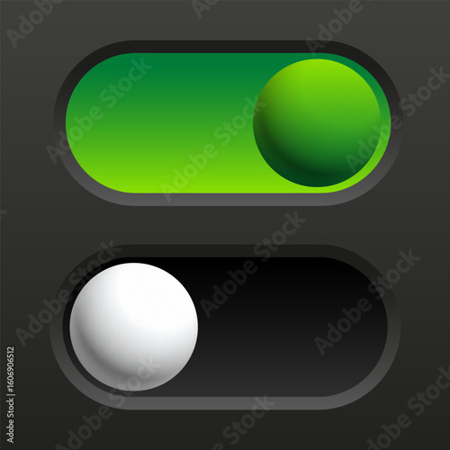 User interface design elements. Toggle button. Vector clipart
