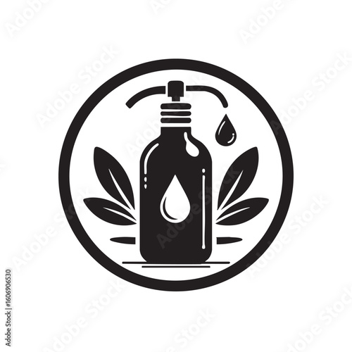 Oil Bottle Icon – Minimalist Black & White Silhouette Vector for Kitchen & Cooking