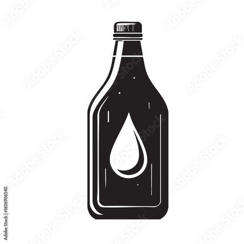 Oil Bottle Icon – Minimalist Black & White Silhouette Vector for Kitchen & Cooking