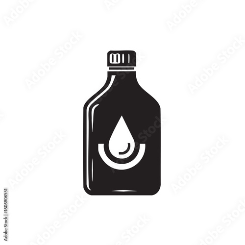 Oil Bottle Icon – Minimalist Black & White Silhouette Vector for Kitchen & Cooking