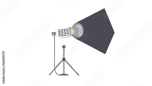 Studio lighting equipment for film and photography with tripod and light reflector for video production