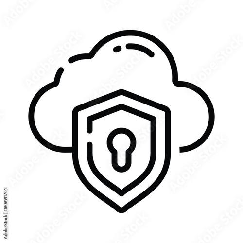 Grab this outline icon of highly secure cloud
