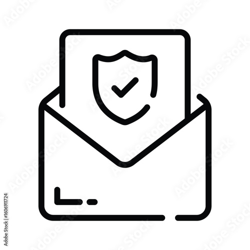 A premium linear icon of shielded secure mail