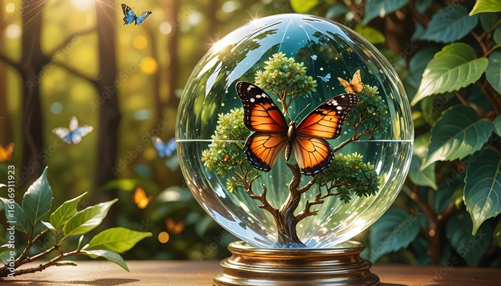 Fototapeta premium butterfly on the glass